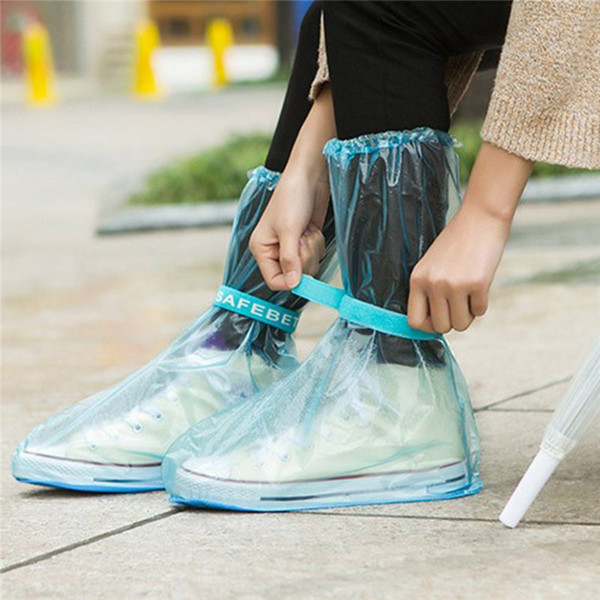Waterproof Shoe Covers PVC Anti-Slip Reusable RainShoe Zipper Rain Boot Overshoes Waterproof Wear Resistant Rainy Shoes