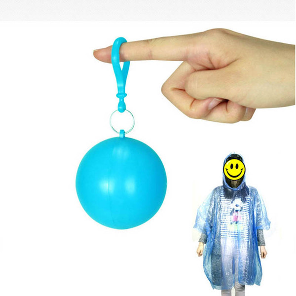 Portable Rain Poncho Unisex Travel Emergency Disposable Raincoats Keyring Ball Hiking Camping Outdoor Rainwear Backpack Accessories