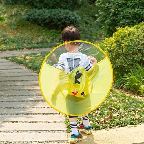 Kids Rain Hat Cartoon Duck Children Raincoat Umbrella UFO Shape Cape Funny Hot