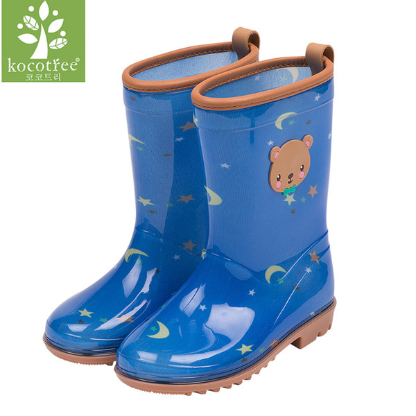 Kocotree fashion children unisex waterproof jumpsuit raincoat same type rain boots kids rain shoes students water shoes