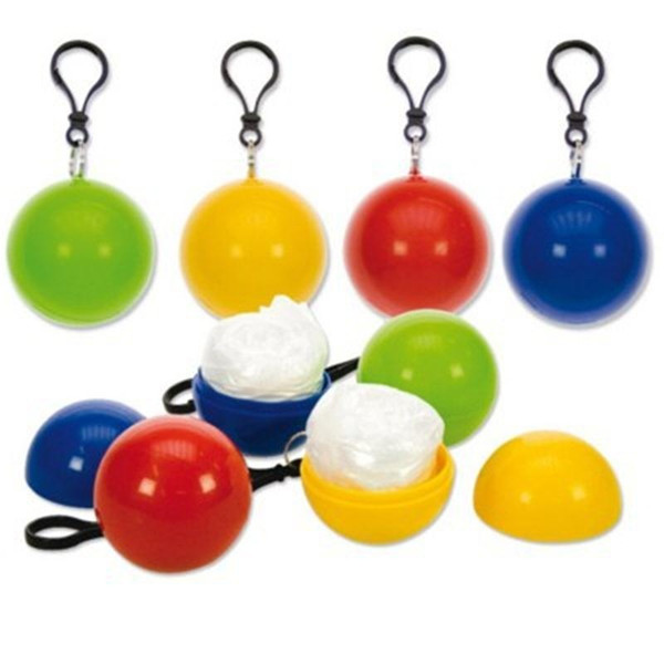 Creative colorful spherical raincoat plastic ball raincoats key chain disposable portable rain covers raincoats for home