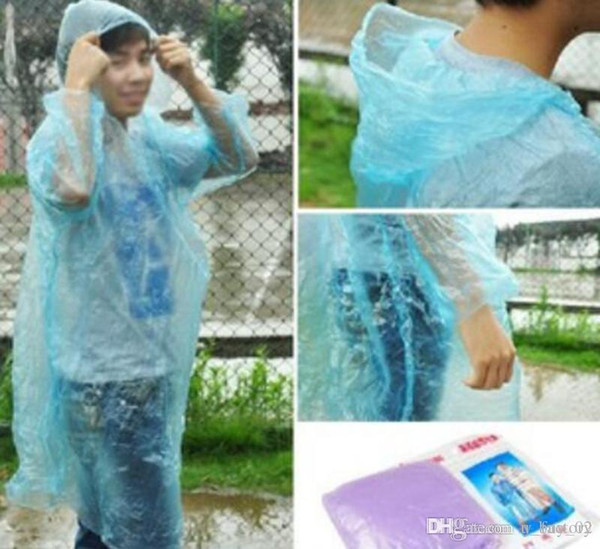 2018 New PE Disposable One Time Raincoats Poncho Rainwear Fashional Travel Rain Coat Rain Wear gifts mixed colors