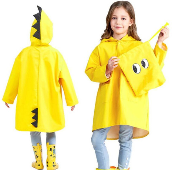 2019 Kids Dinosaur Hooded Raincoat Baby Cute Boys Girls Windproof Poncho Raincoat Children Rainwear Rain Coat