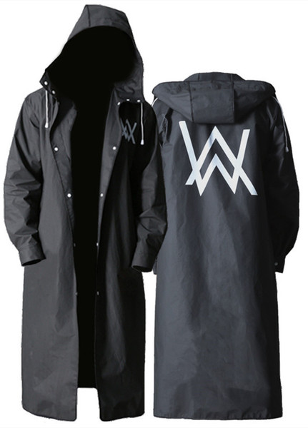 Fashion EVA Adult Black Shisahng Rainwear Trend Logo Patterns Alan Walker Outdoor Men's Long Style Fertilizer Increased