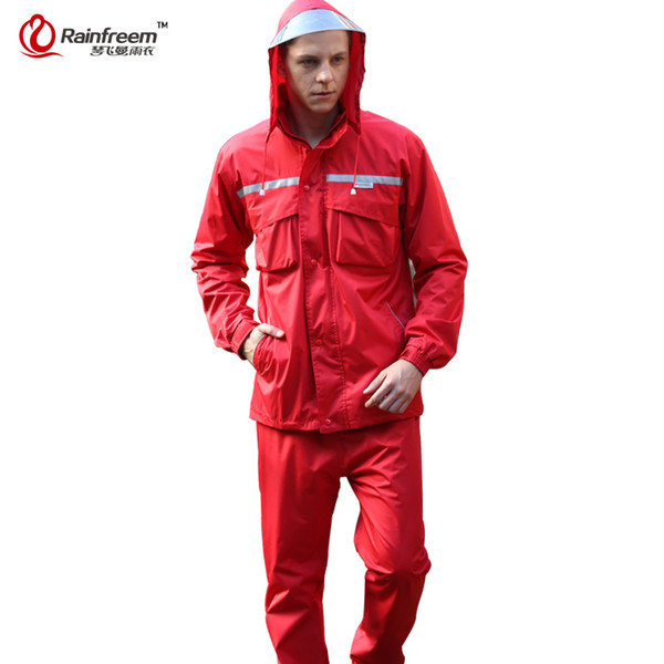 Rainfreem Impermeable Raincoat Women/Men Hood Rain Poncho Waterproof Rain Jacket Pants Suit Rainwear Men Motorcycle Gear