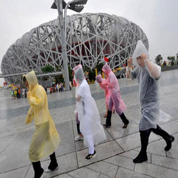 Fashion Hot Disposable PE Raincoats Poncho Rainwear Travel Rain Coat Rain Wear gifts mixed colors