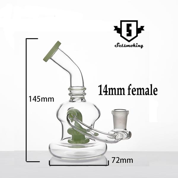 14mm female Glass water pipe Glass Banger Hanger Nail Glass Bong Dab Rig Oil Rig Beaker with random color