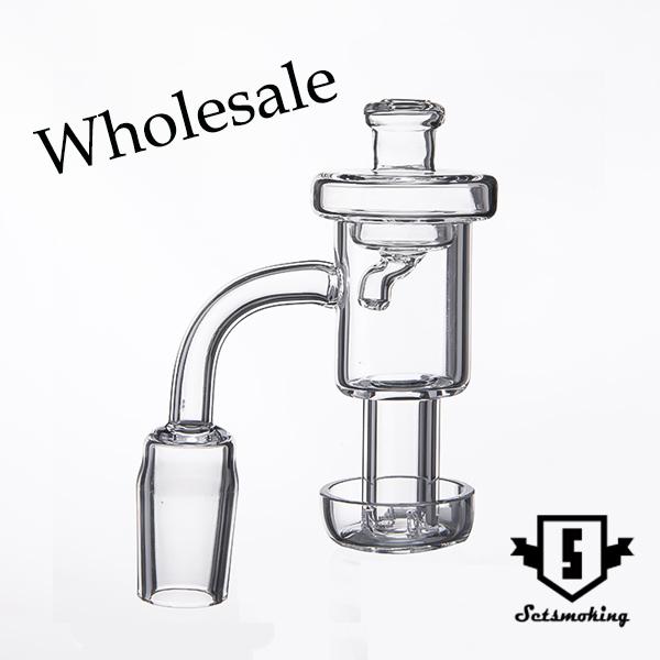 Quartz vacuum banger terp vacuum with 4 little slits in the bottom domeless nail + A carb cap for glass water pipes Wholesale