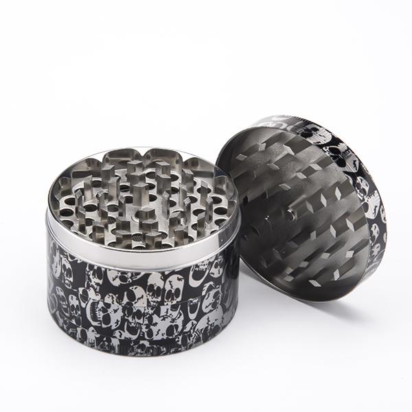 NEW creative 63mm 4 parts flat herb grinder with silkscreen flowers cigarette tobacco spice metal grinder