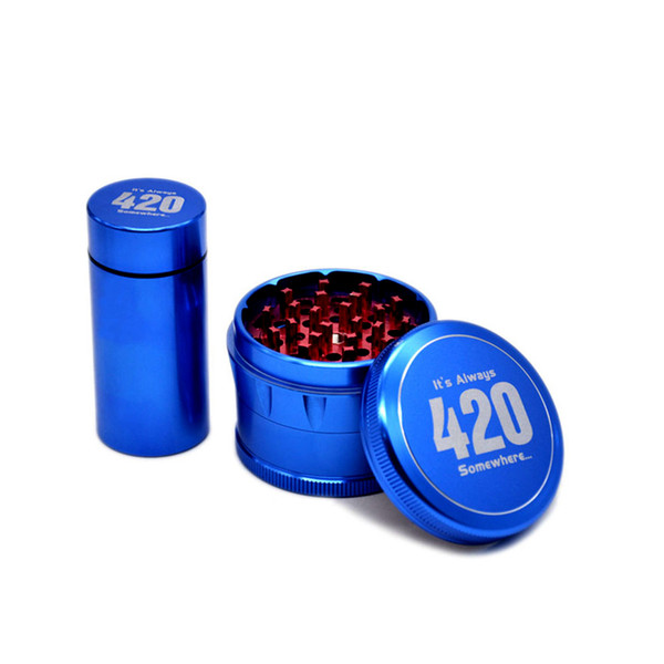 Tobacco Kit Aluminum Alloy Smoking Herb Grinder For Tobacco VS Sharp Stone Grinder + Aluminum Alloy Metal Storage Container Stash Jar