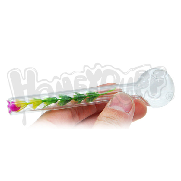 HOT SALE Glass Smoking Handle Pipe With Flower Glass Oil Burner Pipes Smoking Pipe Glass Tobacco Water Pipe Hookah Shisha Water Tube