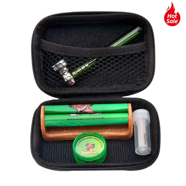 Tobacco Kit Glass Smoking Pipes For Herb + Plastic Tobacco Herb Grinder +Classic Size Acrylic Rolling Machine + Glass Mouth Filter Tip