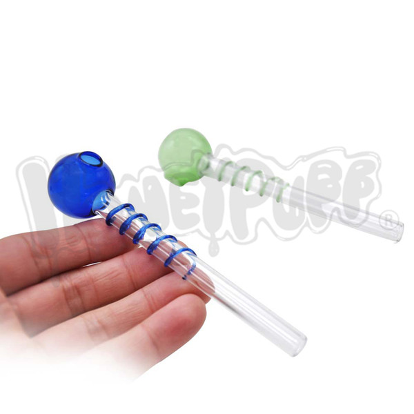 HOT SALE Glass Smoking Handle Pipe Pyrex Spiral Oil Burner Pipes Smoking Pipe Glass Tobacco Water Pipe Hookah Shisha Water Tube