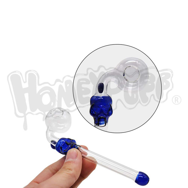 Skull Style Glass Smoking Handle Pipe Pyrex Spiral Oil Burner Pipes Smoke Pipe Glass Tobacco Water Pipe Hookah Shisha Water Tube Hose