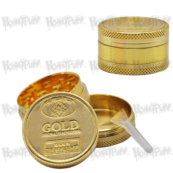 Gold Coin Grinder Zinc Alloy Herb Grinder 40MM 3 Piece With Diamond Teeth Tobacco Grinders Spice Crusher Metal Smoking Pipes Accessories