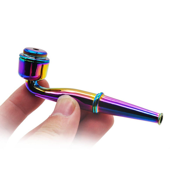 2018 New Metal Zinc Alloy Smoking Herb Pipe 95MM Metal Bowl Pipe Tobacco Herbal Pipe Detachable Smoking Hand Spoon Pipes Fit Dry Herb