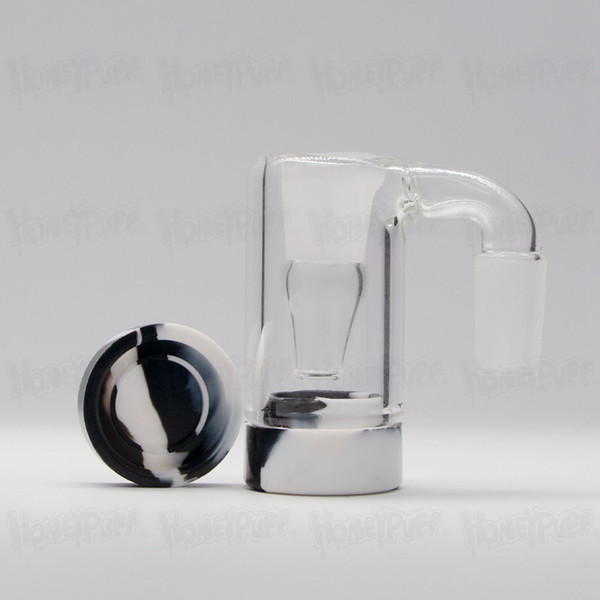 14MM Glass Ash Catcher With Silicone Storage Container 90 Degreen Male For Oil Dab Rig Glass Quartz Banger Glass Bong Smoking Water Pipe