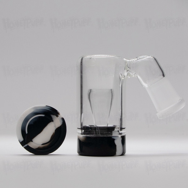 Glass Ash Catcher With Silicone Storage Container 45 Degreen 14mm Female Joint Glass Ash Catcher For Quartz Banger Reflux Glass Bongs