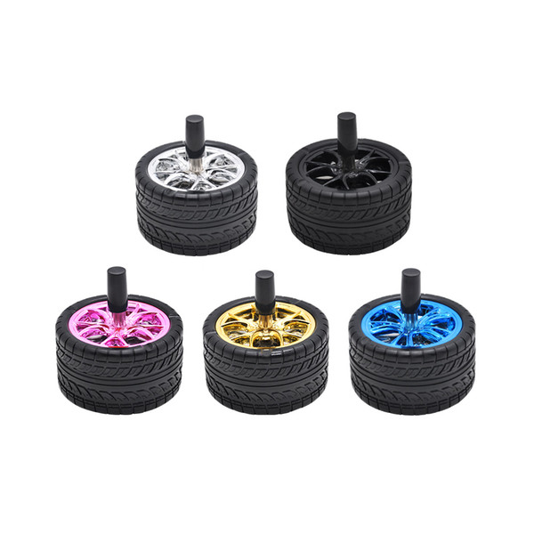 Creative Rubber Car Tires Ashtray Press Rotary Portable Metal Ash Tray Ashtray Metal Ashtrays With Lids Silicone Cigarette Holder Ashtray