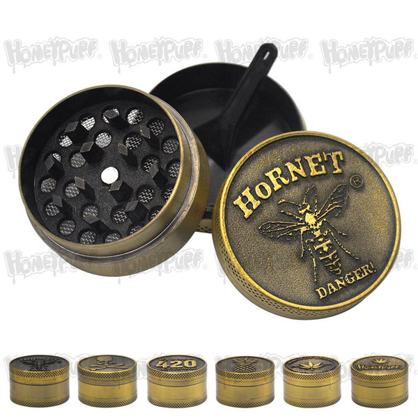 Metal Herb Grinder 40MM 3 Pipe Brass Style Zinc Alloy Mini Tobacco Grinders with Pollen Catcher Pepper Muller Herb Grinders Accessories