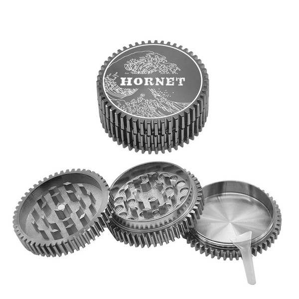 HORNET Gear Style Zinc Alloy Smoking Grinder 56MM 3 Piece Metal Tobacco Herb Grinder Smoke Crusher Pipes Accessories