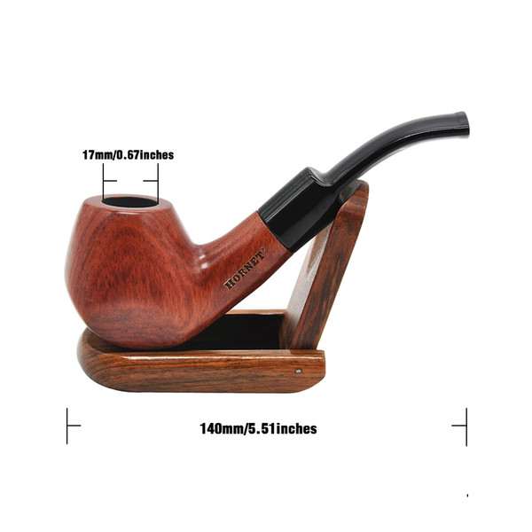 Bent Red sandalwood 9mm filter tobacco pipe Smoking Pipe with 6 accessories