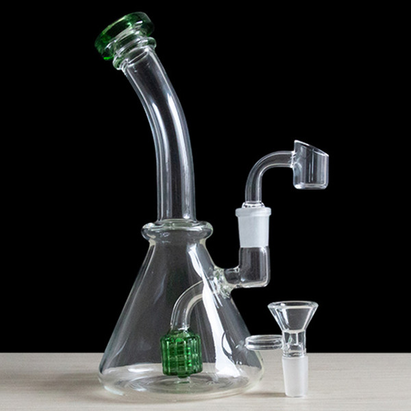 Top selling Water Bong with Bowl 14.4mm Joint Percolator Bong Thick Glass Water Pipes Perc Oil Rigs Smoking Pipes Height 8