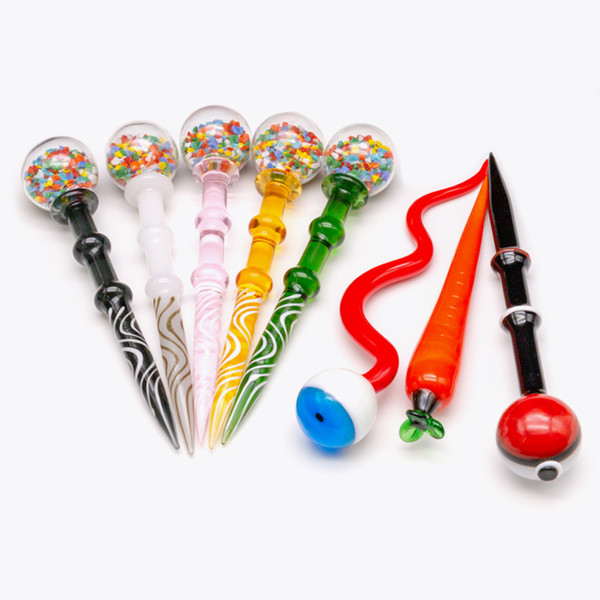 New 4.9 Inch Snake Eye Glass Dabber Wax Dab Tools Carb Cap with USA red white Wax Dab Tool for Glass Bong