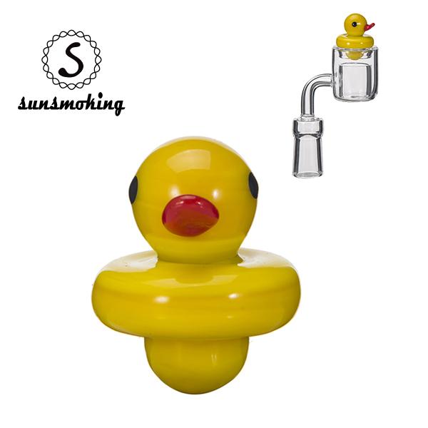 Colored glass bubble carb cap cute Yellow Duck Style for Quartz banger Nails glass water pipes, dab oil rigs