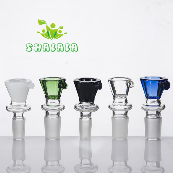 Colored Glass Bowl With Honey Comb Screen 10mm 14mm 18mm Male Female Joint Connection Water Pipe Oil Rig Bubbler Smoking Bong 413