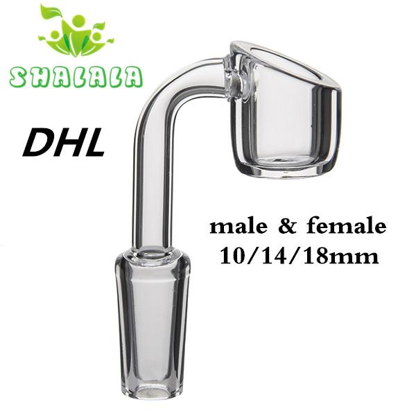 Wholesale 4mm thick quartz banger clear joint domeless 10/14/18mm male /female 90 Degrees real Quartz free shipping 350