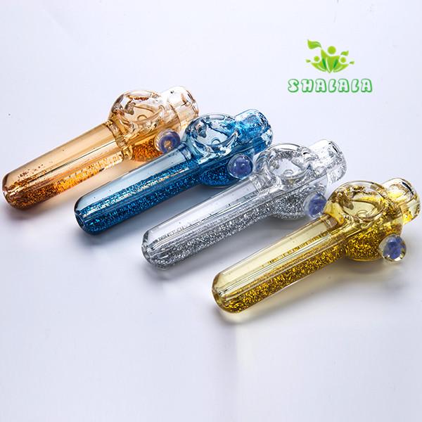 4.3 Inch Glass Hand Pipe Smoking Accesorries With Liquid Glycerin Inside Tobacco Smoking Spoon Pipe Heb Dab Rigs