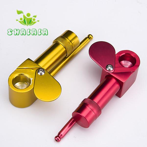 Aluminum Metal Proto Smoking Pipe With Herb Hidden Bowl & Sliding Cap Portable Tobacco Mini Pipe Wholesale 133