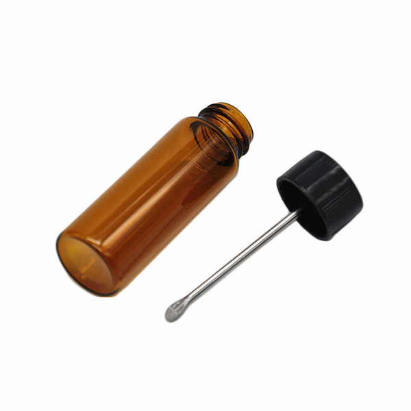 Clear/Brown Glass Snuff metal Vial Spoon Spice Bullet Snorter Pill box storage bottle mixed color