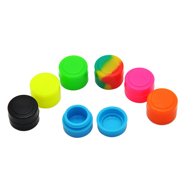 Non-stick Silicone oil Jar 2ML Oil Dab Wax non-stick Containers Unbreakable FDA Silicone mini Wax Container Concentrate Box Multi Use