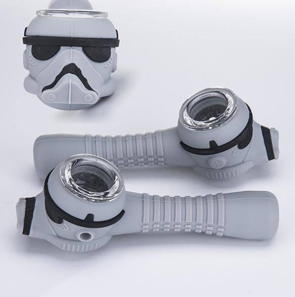 Stormtrooper Silicone Hand Pipe with Glass Dish smoking pipe Hand Pipe Hookah Bongs silicon oil dab rigs food grade silicone 542