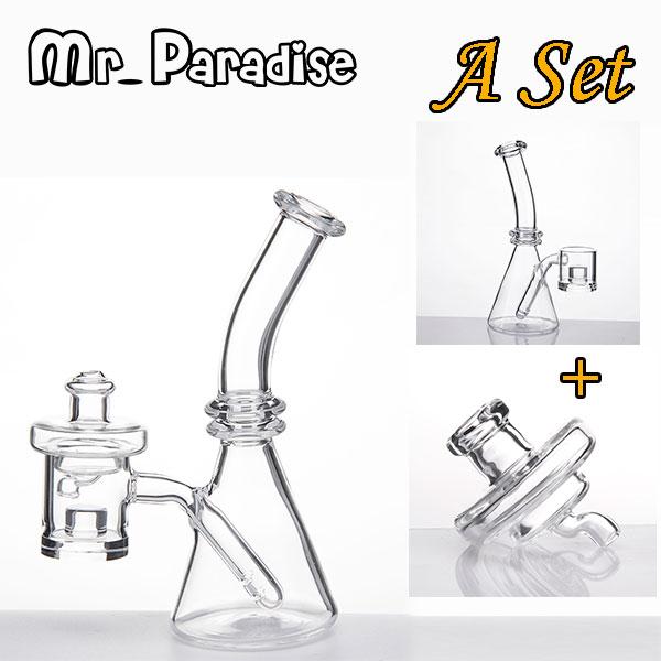 A Set Quartz Beaker with thick bottom & Glass Carb Cap reactor core banger Domeless Nails for water pipes dab rigs