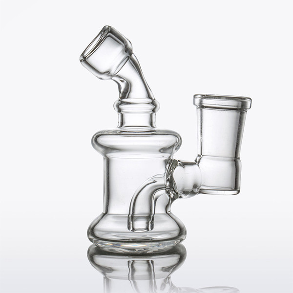 14mm Female Mini Glass Oil Rigs Bongs Water Pipes with 3.5 Inch Thick Pyrex Recycler Heady Breaker Bong Pipes Clear Oil Rig