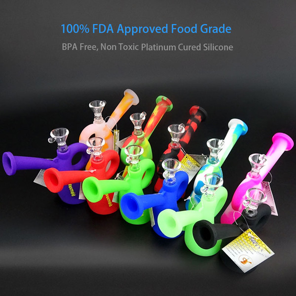 Glass Bong Silicone Water Pipe Waxmaid Factory Price 6 Colors Portable Oil Rig Miss With Bowl DHL Free Shipping WHOLESALE