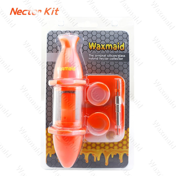 Silicone Nectar Collector Kit Glass Bong Oil Burner with Titanium Nail Silicone Dab Rig 6 colors DHL Free Shipping