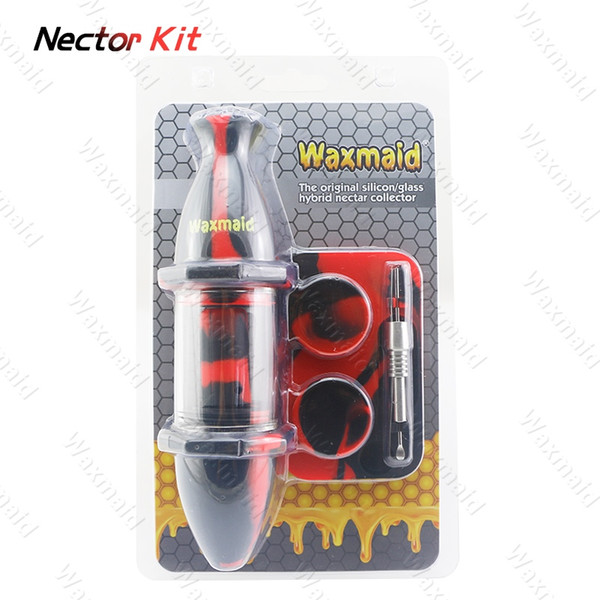 Nectar Collector Kit Glass Bong Silicone Oil Burner with Titanium Nail Silicone Dab Rig 6 colors for choose DHL Free Shipping