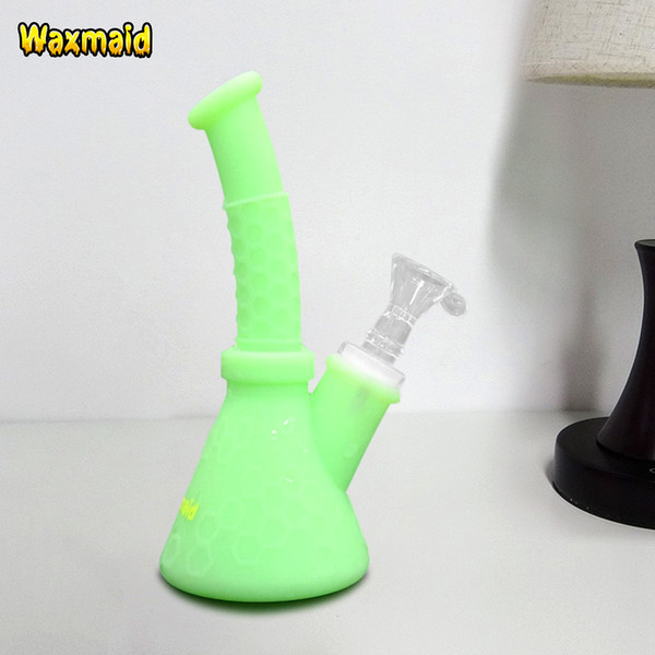 Glass Bong Platinum Cured Silicone Bong Waxmaid Hobee Hookah Bongs For Wax Come With 14mm Joint Adapter Free Shipping