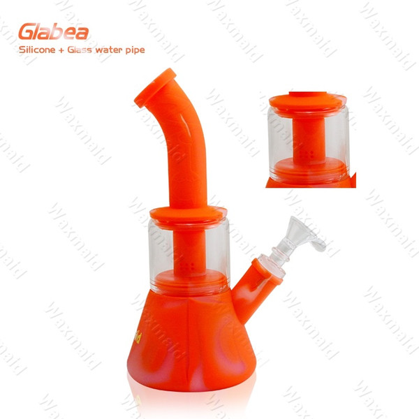 Smoke Bongs Platinum Cured Silicone Water bongs With 14mm Male joint Bongs 6 colors for choose For Dry Herb DHL Free Shipping