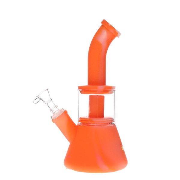 Glass Bong Silicone Water Pipe With 14mm Male joint Oil Rig 6 Colors for choose Wholesale Price DHL Free Shipping