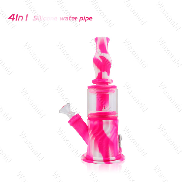 Glass Dab Rig Water Bongs Waxmaid 4 in 1 BPA Free Silicone Water Pipe Glass Bong Buy 1 Get 4 Bong