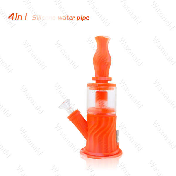 Glass Water Pipe Mini Oil Rig for Dry Herb Wax Nectar Collector Silicone Beaker Bong with Suction Cup