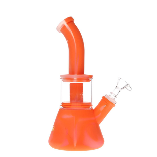 Bong Silicone Bongs Glass Dab Rig With 14mm Male joint Oil Rig 6 Colors for choose Wholesale Price DHL Free Shipping