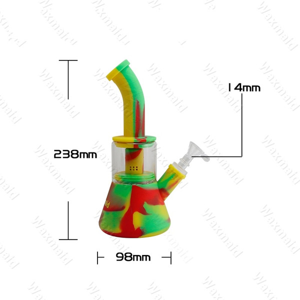 Glass Bong FDA Silicone dab Rig new patent Dab Rig 14mm Male joint Adapter For Dry Herb DHL Free Shipping