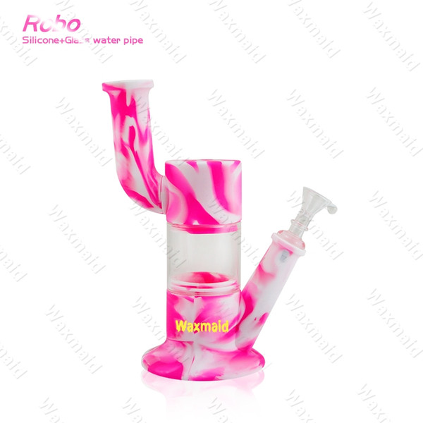 Bong Silicone Bong New Arrival 9 inches Glass Bong 6 colors Dab Rig With Adapter and Bowl Inhale Perc Heady Water Pipe