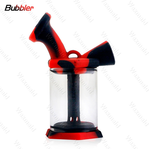 Glass Bong Silicone Bongs Waxmaid Glass Bubbler Smoking Water Pipe Inner Perc Heady Dab Rig DHL Free Shipping